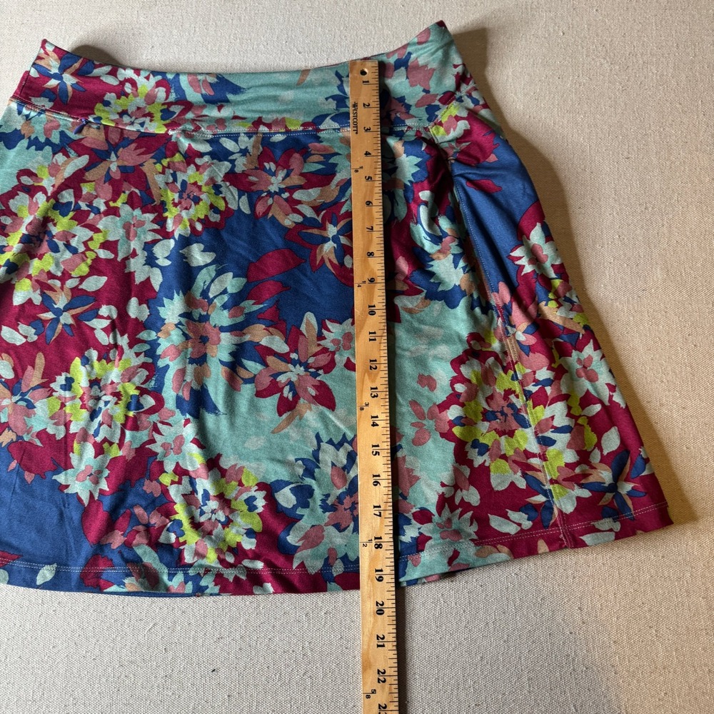 REI Women Large Floral Active Skirt Blue Pink Green Stretch A-Line Hiking Pocket - Picture 6 of 7